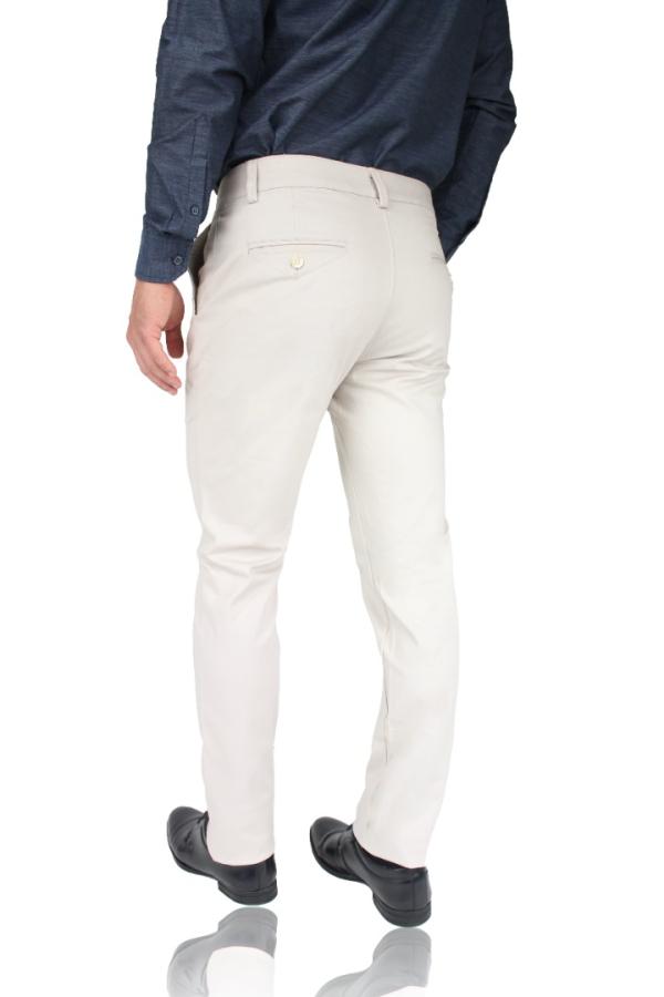 Pantalón Color Arena Stretch Slim Fit De Algodón Para Caballero